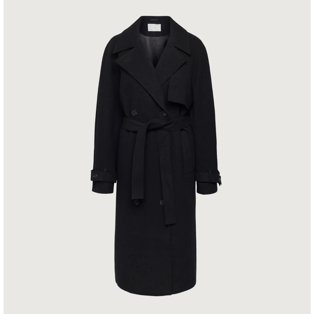 OAK + FORT Elegant Black Trench Coat
